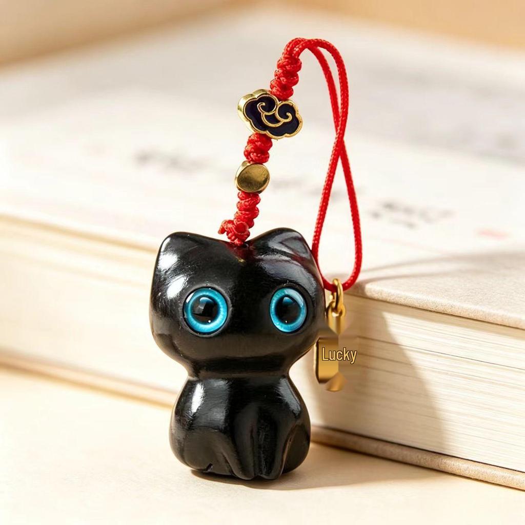 Sandalwood Cat Keychain Pendant - Cute USB Lanyard & Car/Backpack Ornament for Men and Women