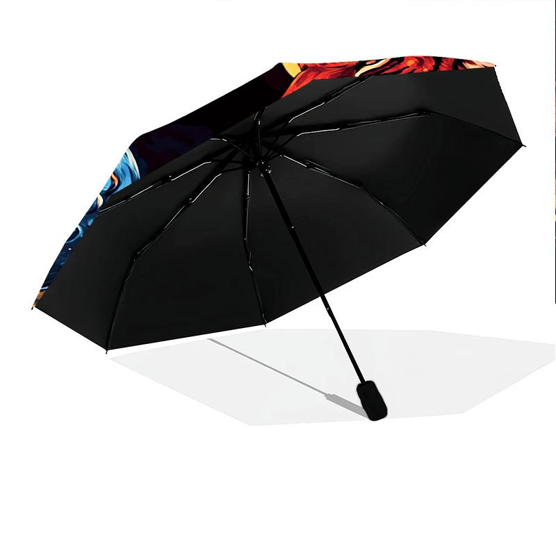 1 PC Automatic Folding Umbrella - Yin Yang Tiger Pattern, Portable & Foldable Design with 8 Ribs, Christmas Birthday Gifts