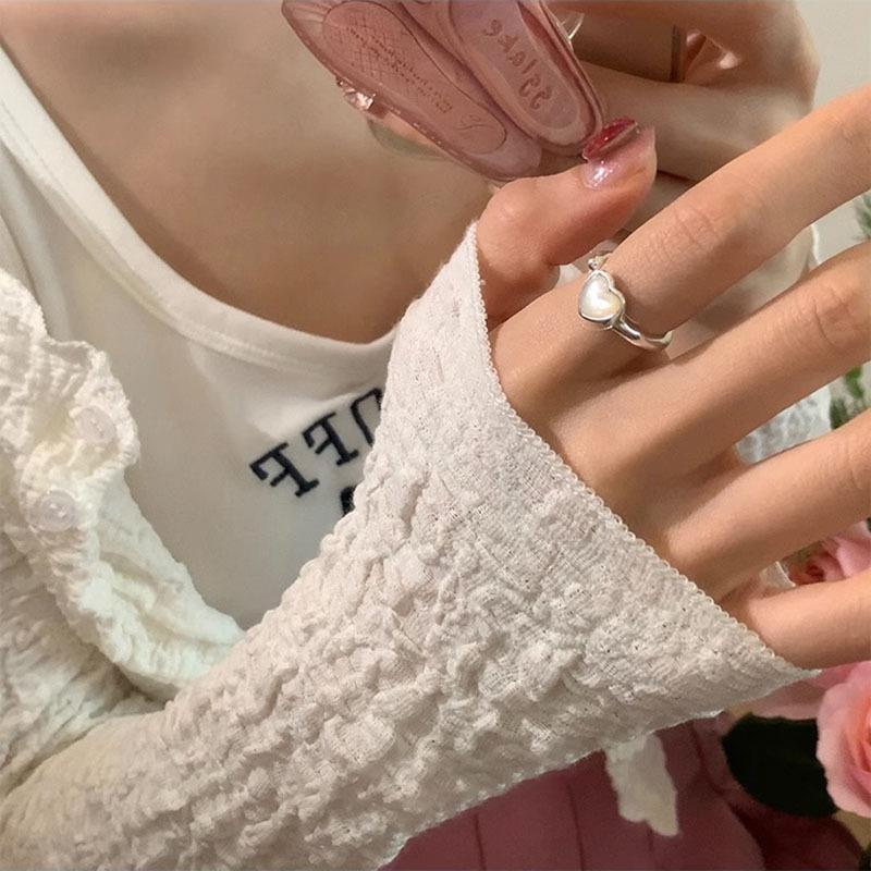 Stylish Korean Minimalist Heart Shaped Ring For Women Adjustable Fashion Accessory