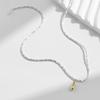 Argent Sterling Style Coréen Niche Ins Design Luxe Léger Or et Argent Goutte d'Eau Petites Pièces Collier en Argent Chaîne Clavicule Féminine