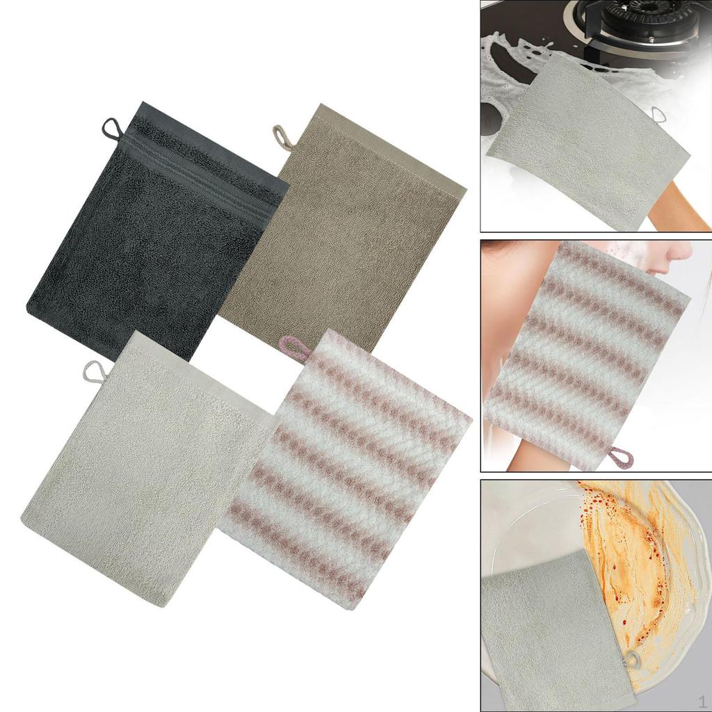 4 Pieces Bath Mitts Body Wash Soft Absorbent Reusable Multifunctional Easy Use Washcloths