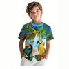 Fashionable Summer Children's T-shirt Parrot Beach Printing Soft Comfortable Breathable Round Neck Short Sleeved T-shirt