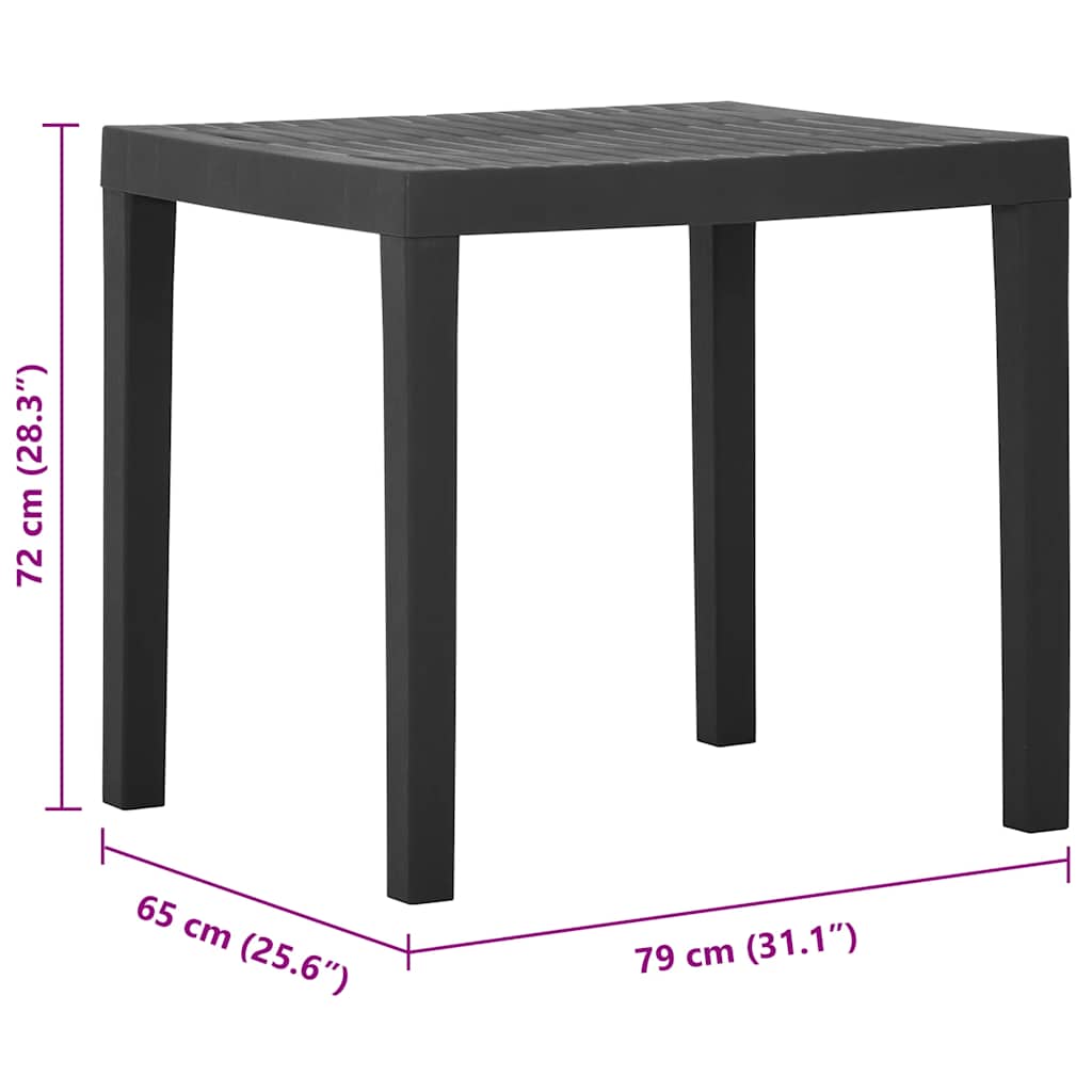 vidaXL Gartentisch Grau 79x65x72 cm Kunststoff