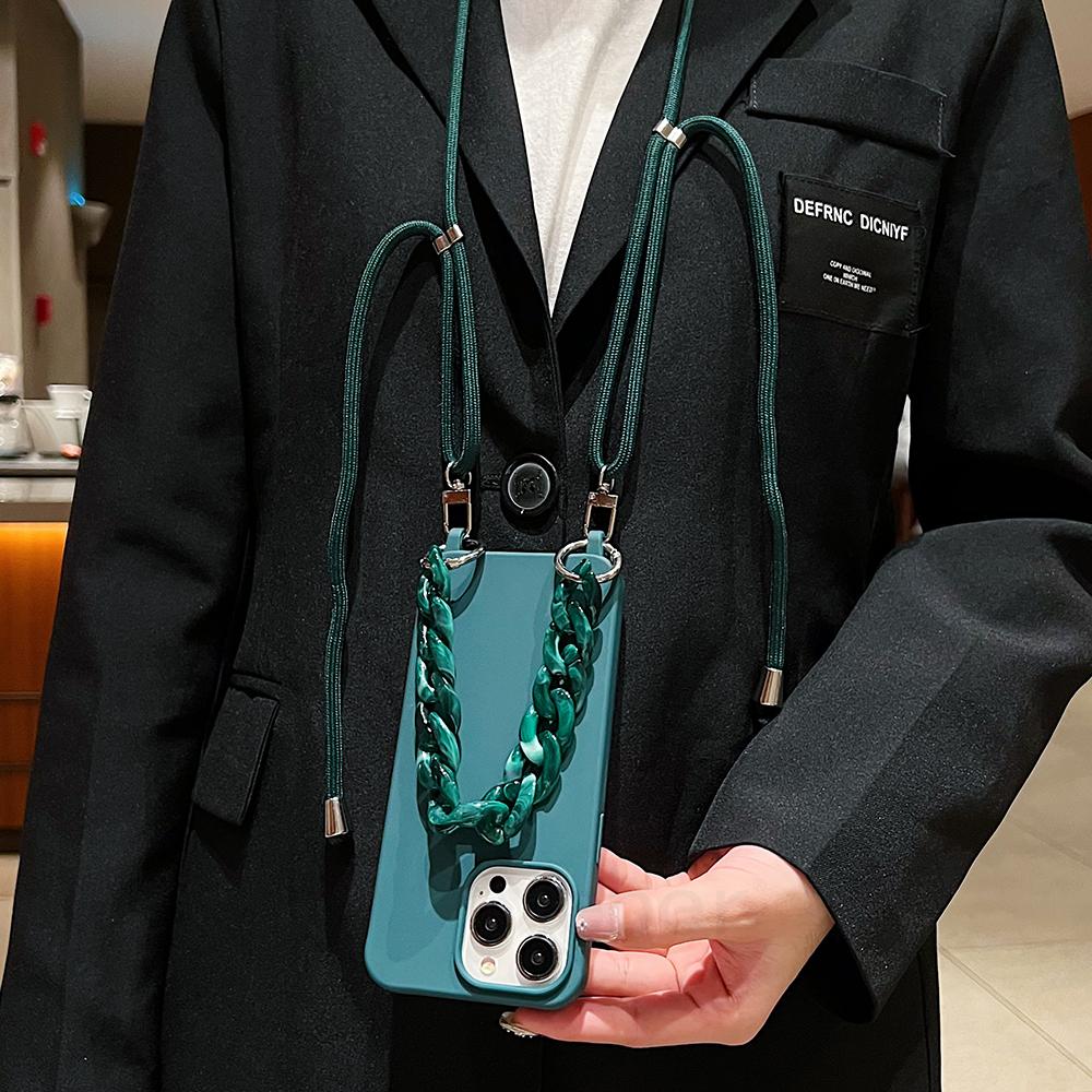 Crossbody Lanyard Cord Soft Acrylic Bracelet Case For iPhone 17 16 15 Pro Max 14 Plus 13 12 Liquid Silicone Shockproof Cover