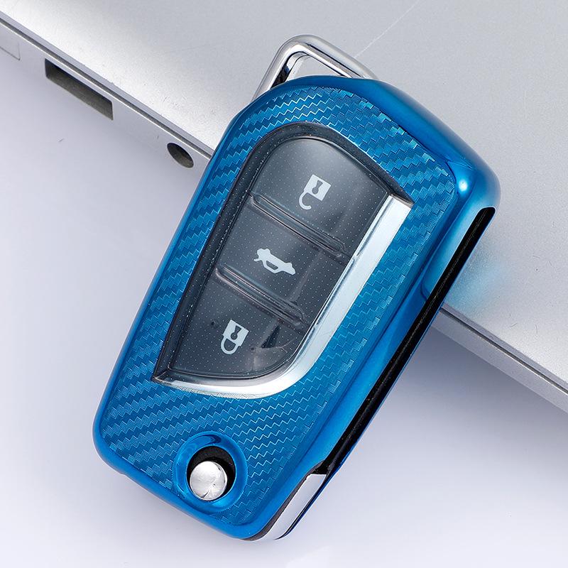 Toyota RAV4 2020 Key Case: Carbon Fiber Full Coverage with Personalized Shell & Buckle