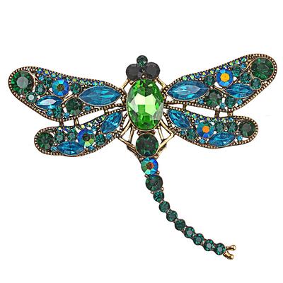 Diamond-Inlaid Dragonfly Brooch - Personalized Animal Pin, Antique Corsage, Elegant Coat Accessory