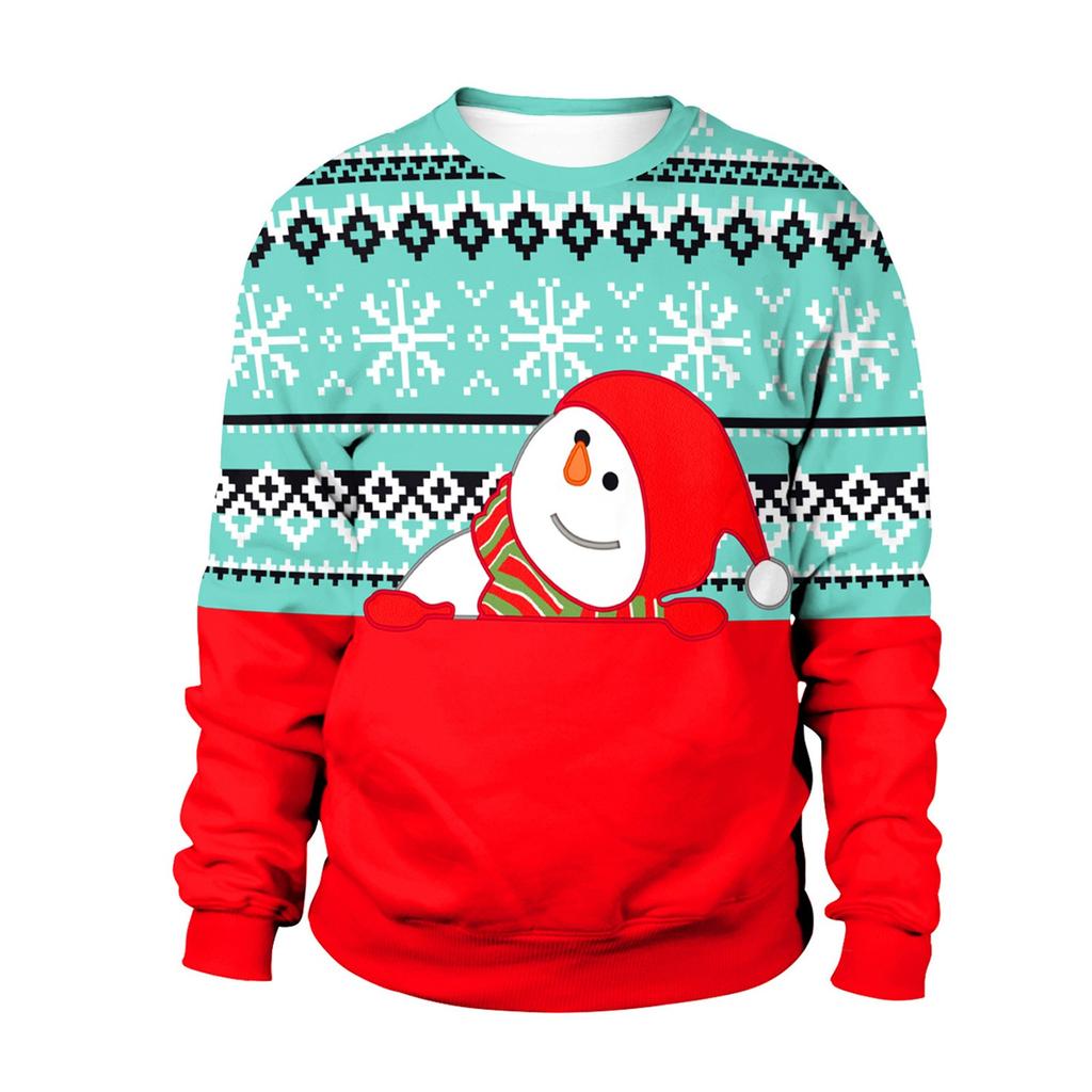 Women's Imitation Cotton Fashion Christmas Print Pattern Long-Sleeved T-shirt