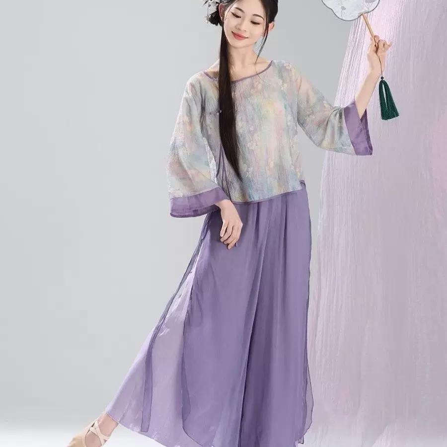 Women s Printed Chinese Classical Dance Costume Set, Traditional Folk Dance Outfit For Practice & Stage Performance 2XL разноцветный
