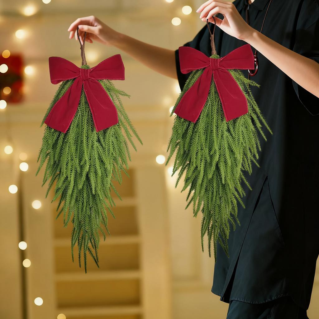 60cm Simulated Soft-Glue Norfolk Needle Wall Hanging Christmas Tree Upside Down Vine Green Plant Holiday Decoration
