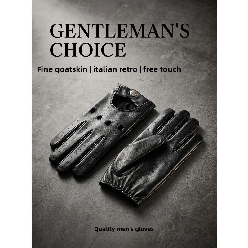 Meier Lambskin leather gloves, men's spring and autumn thin retro, the first layer can touch the screen