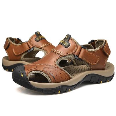 Sandales Baotou en Cuir de Vache Grand Modèle pour Homme - Chaussures de Plage d'Été Respirantes pour le Sport et l'Extérieur