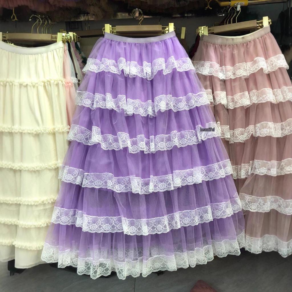New French Princess Layered Lace Puffy Cake Skirt