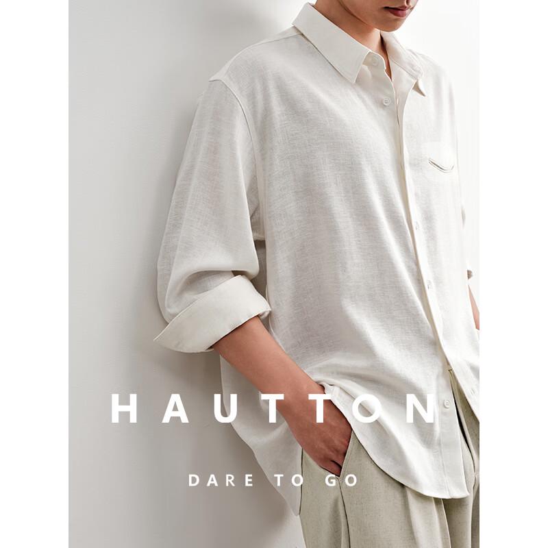 HAUT TON Men s Lyocell Linen Casual Long Sleeve Shirt L