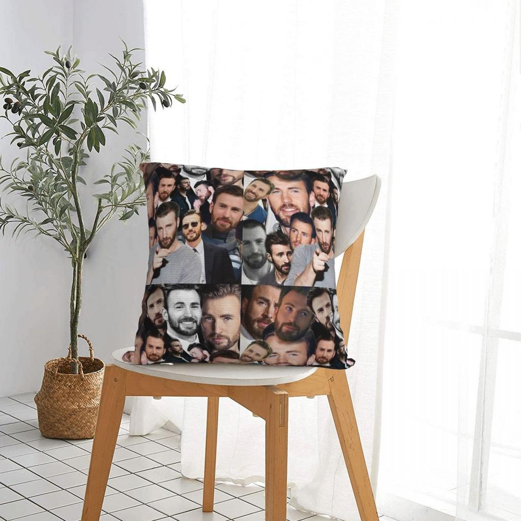 Chris Evans Collage Square Pillowcase Pillow Cover Cushion Throw Pillow for Home Bedroom Car