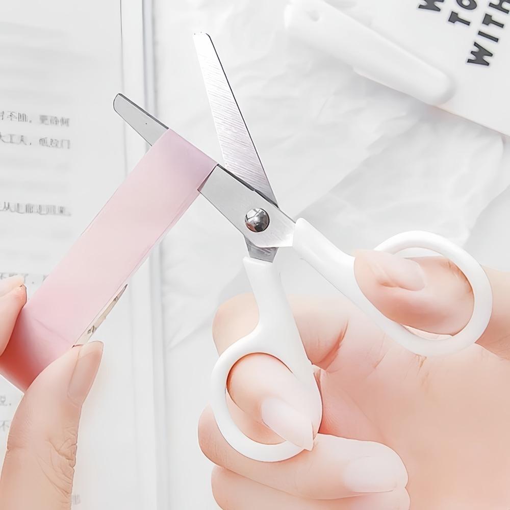 Safety Mini Cartoon Round Head Safety Hand-cut Scissors with Protective Cover Paper Cutters School Stationery for Handmade Paper