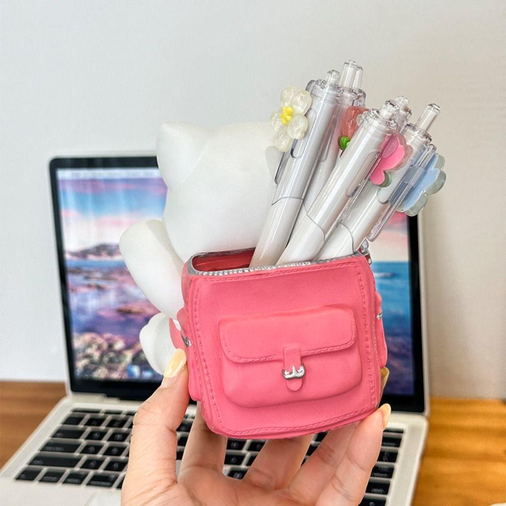 Multi Functional Small Cat Pen Holder Cartoon Makeup Brush Holder Desktop Storage Ornaments  Home