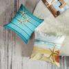 ArtSocket Set of 4 Throw Pillow Covers Starfish and Seashell Summer Beach in Sea Water Time Caribbean Decor Linen Pillow Cases Home Decorative Square