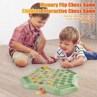 45293 Sets Kids Memory Flip Chess Game 2 Players Animal Fruit Chess Matching Board