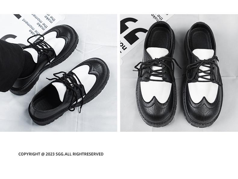 Herren Casual Britischer Stil Colorblock Lederschuhe mit dicker Sohle und Höhenerhöhung