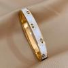 Trendy 316L Stainless Steel Evil Eye Bracelet for Women Charm White Enamel Wrist Waterproof Bangle Multi Epoxy Turquoise Bangle