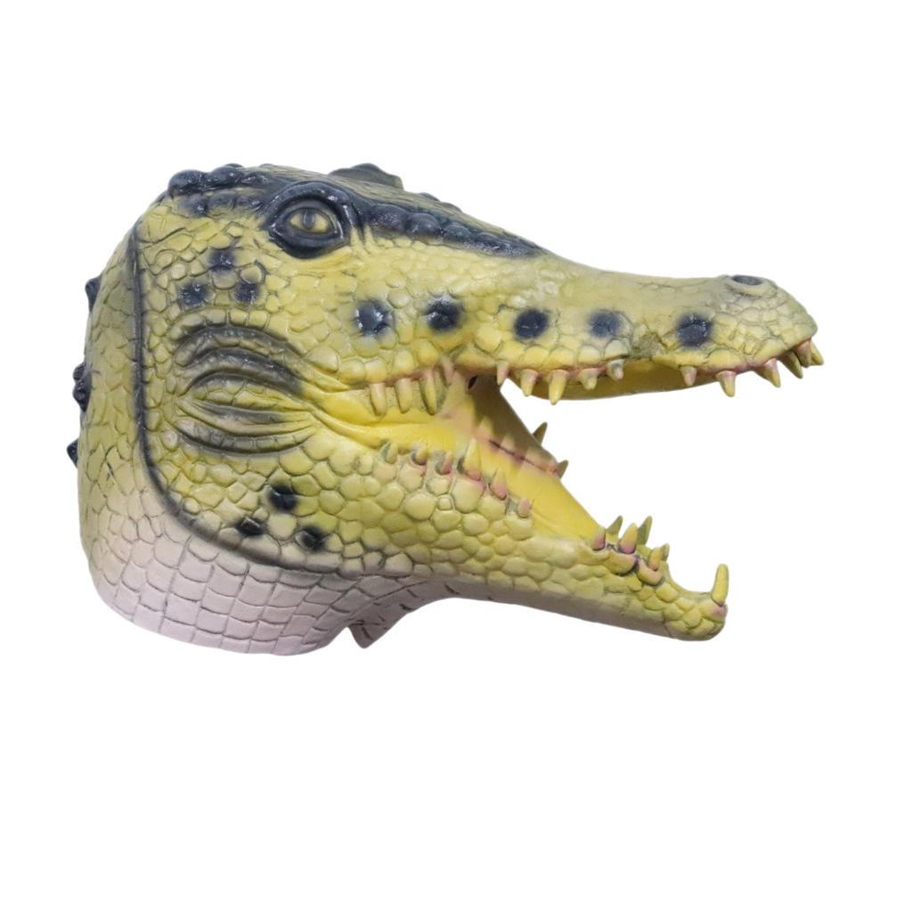 Realistic crocodile head latex mask, Halloween party prop, funny and quirky animal headgear