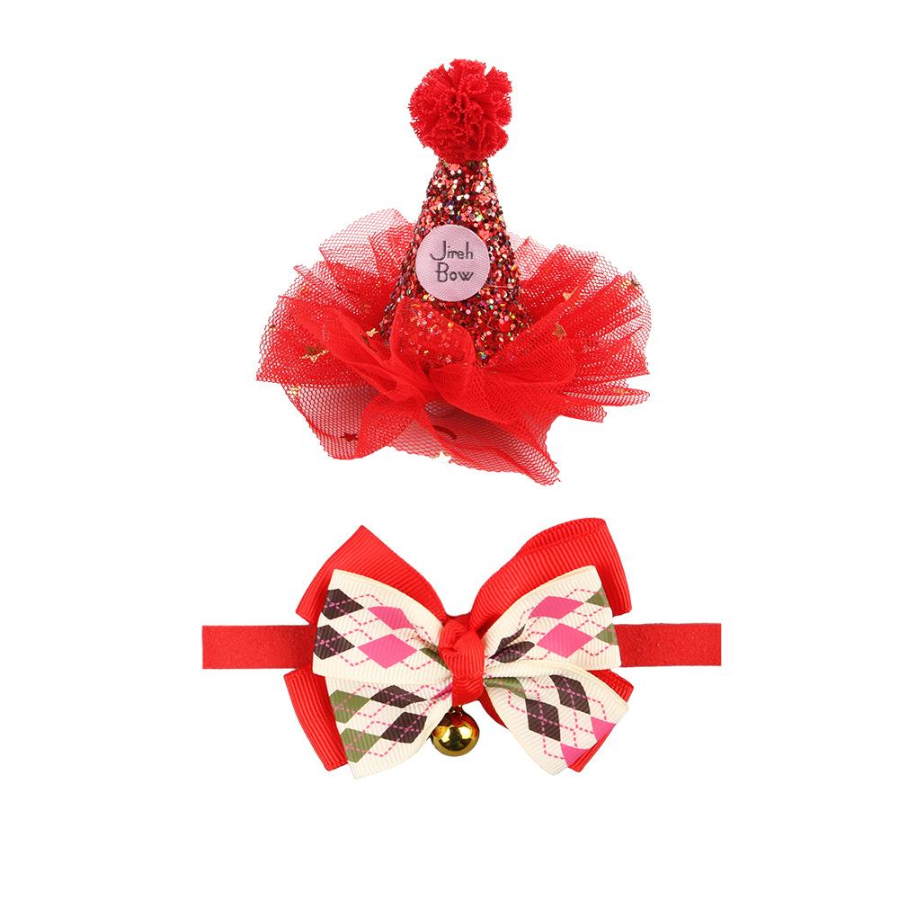 2024 Nytt Kjæledyr Justerbar Hatt Halssett Kattehatt Halsbånd Utkledning Hodeplagg Nyårsdekorasjon Kattetilbehør