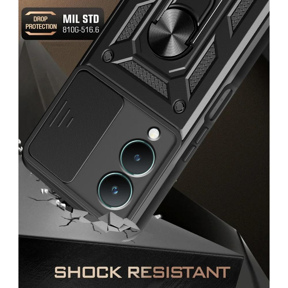 Military Armor Holder Camera Protect Case for VIVO Y28 Y03 Y100 Y02 Y17S Y27 Y36 Y35 Y16 Y22 Y21 Y55 Y33S Y33 Y31 Y51 Y20 Hybrid Ring Stand Back Cover