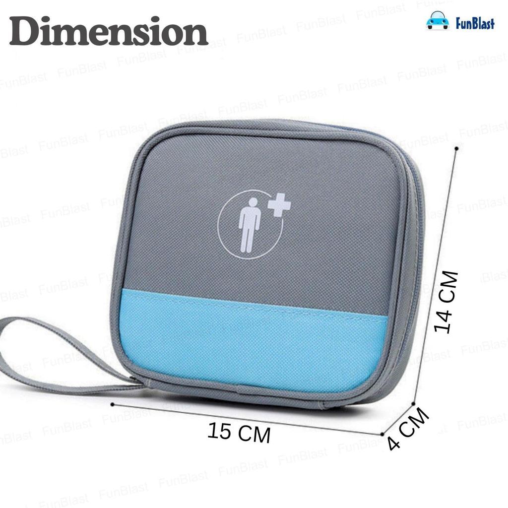 FunBlast First Aid Travel Bag - Mini Portable Medicine Bag with Strap, Medicine Storage Bag, Pill Organizer, Zippered Medicines Bag for School, T