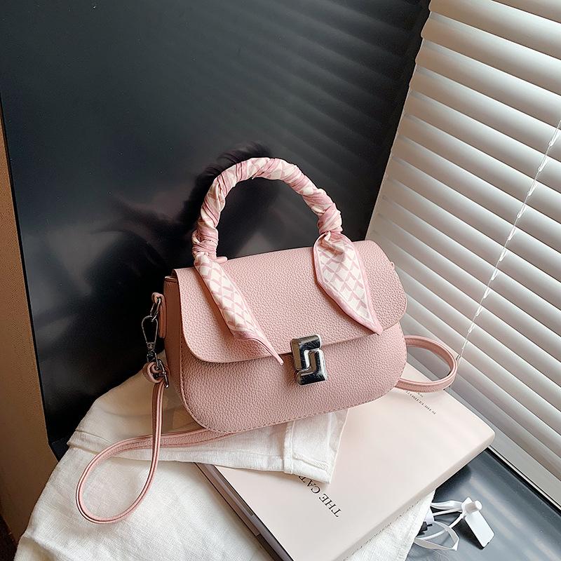 New stylish and simple silk scarf lock flip bag portable shoulder oblique span versatile women's bag