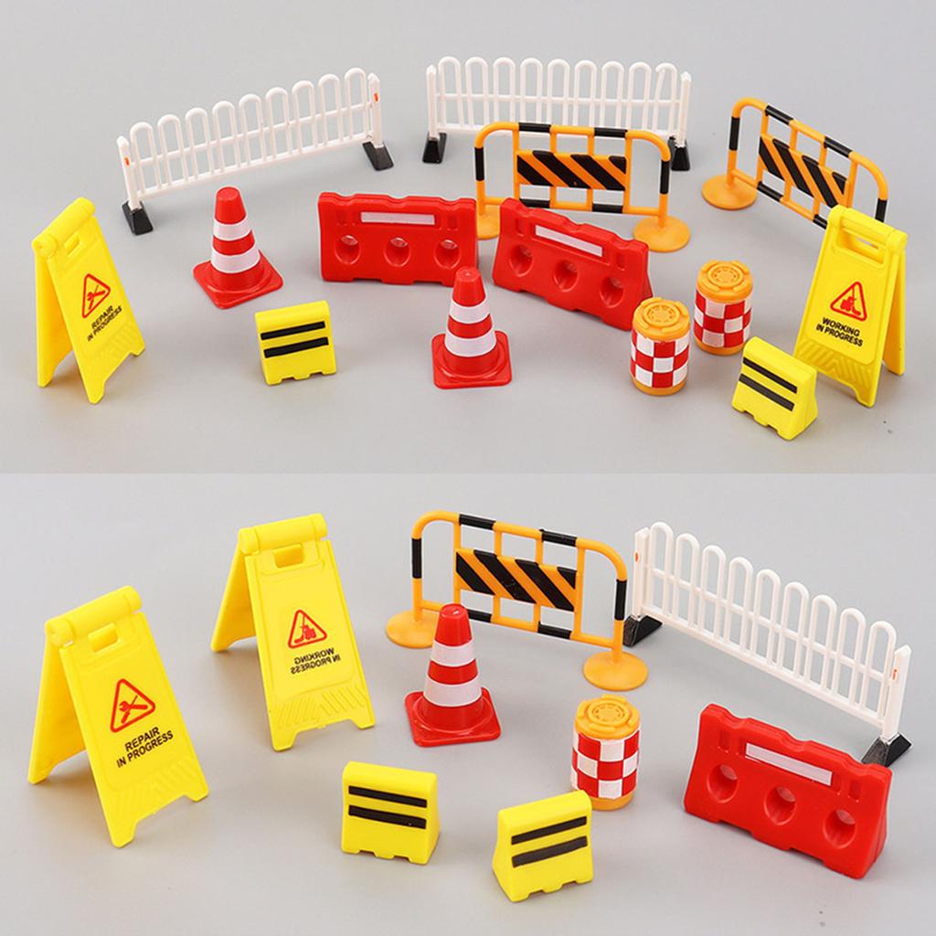 10pcs Mini Traffic Signs Roadblock Toy for Kids Construction Car Theme Party Traffic Cone Sport Training