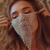 European and American Fashion Rhinestone Mask Female, Sexy Exaggerated Grid Hollow Tassel Decoration