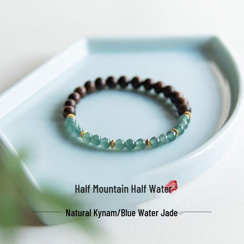 Jiangnan Style Aquamarine & Sandalwood Emotionally Stabilizing Women's Bracelet