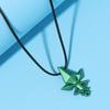 Anime Cosplay Rhombus Pendant Necklace - Vintage Electroplated Alloy Green Arrow Cable Chain Necklaces Trendy Costume Jewelry for Men Women (51-60cm)
