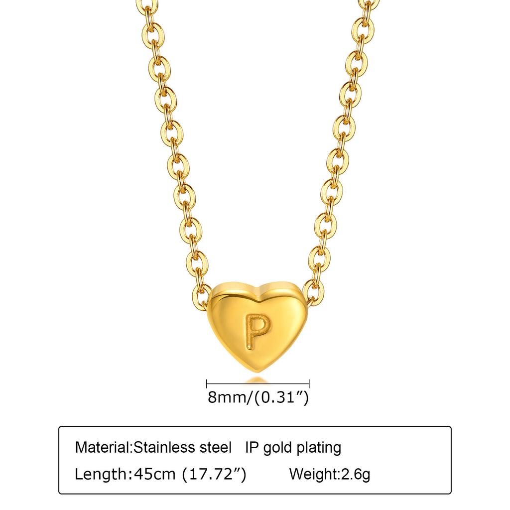 Stainless Steel Heart Letter Necklace 26 Letter Love Necklace, Quanxi Water Jewelry Pn-1670