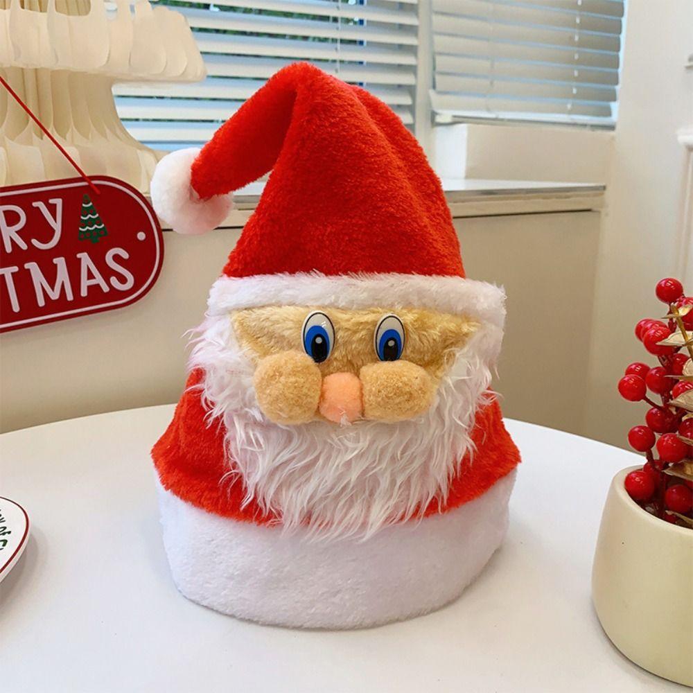 Merry Christmas Decoration Santa Claus Hat Bow Red Plush Hat All-match Christmas Sequin Hat  Adults