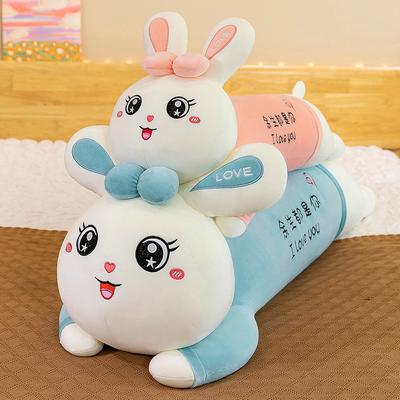 Yaratıcı Çizgili Tavşan Bebek Peluş Oyuncak Büyük Tavşan Peluş Kız Yastığı Uyuyan Bebek Bez Bebek Hediye