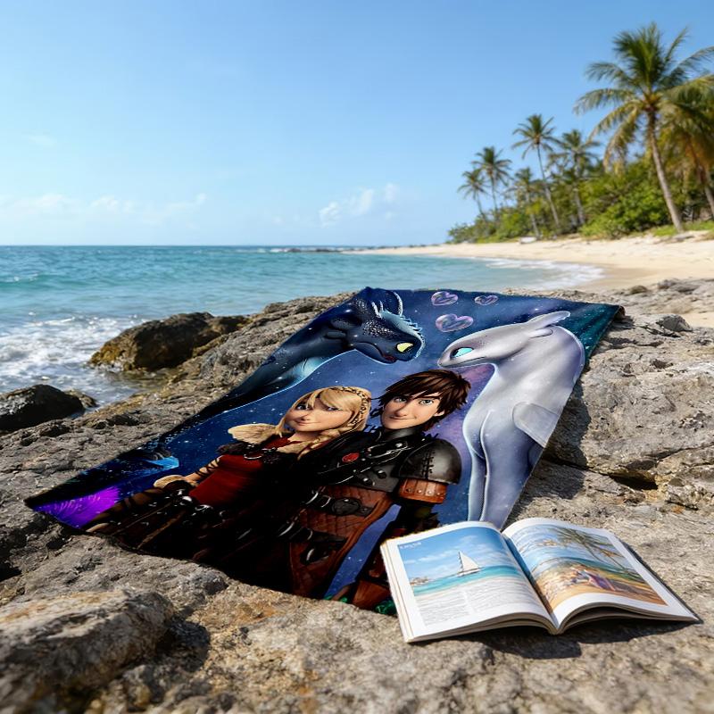 1pc Toothless1 Beach Towel, Beach and Seaside Swimming Pool Equipment, Fashion Pattern, Rectangular, Travel Essentials