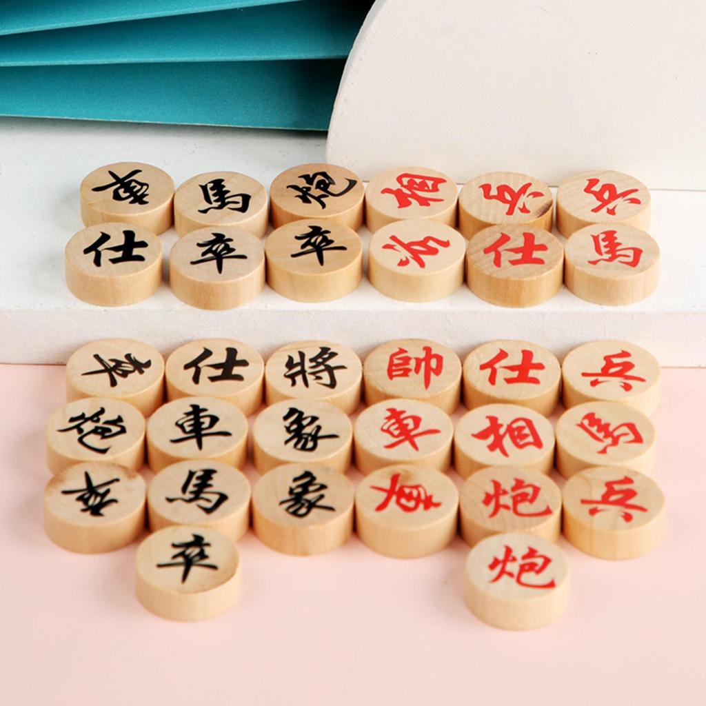 32Pcs Chinese Chess Pieces Supplies Strategy Travel Casual Game