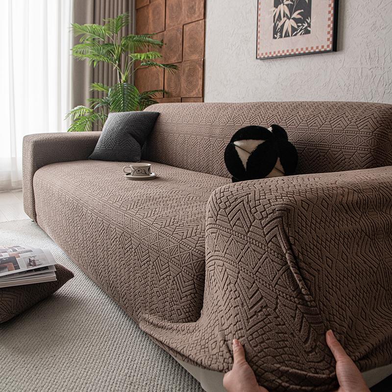1 Pc Easy-Remove Jacquard Fabric Couch Cover Skirted Couch Protector Bench Pattern Design Sitting Room Furniture Cover