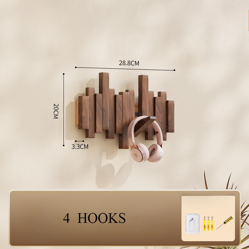 Wandmontierter Klavier-Garderobenständer aus Naturholz, Wandmontage, Klappbarer Wandhakenständer, Garderobenständer für den Eingangsbereich, Hergestellt aus Holz Walnuss, Buchenholz, Wandkunst