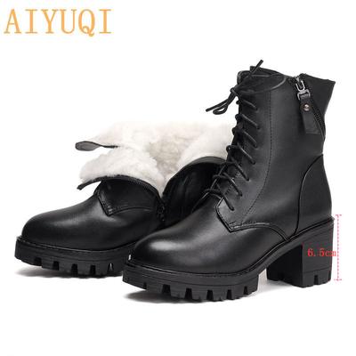 Women Ankle Boots Genuine Leather Wool Warm Boots Women Military Winter Shoes for Women Boots