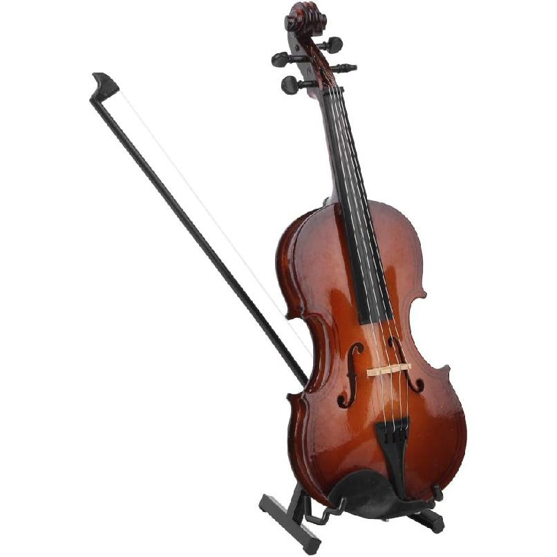 Hand Made Wooden Mini Violin, 7.9in Mini Musical Instrument Model Ornaments With Gift Box - Small Violin Toy for Home Decoration
