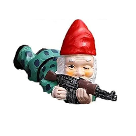 

Садовый стрелок гном статуя смола снайпер гном украшение военный гном украшение для двора патио уличный декор подарок на новоселье C