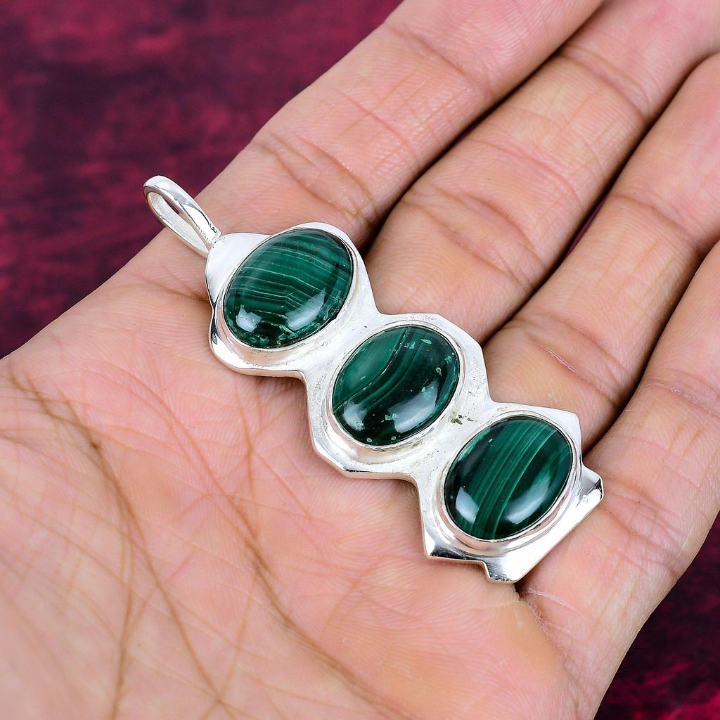 Malachite Pendant, 925 Sterling Silver Pendant Jewelry. Gift For Women Handmade Pendant Gemstone Jewelry