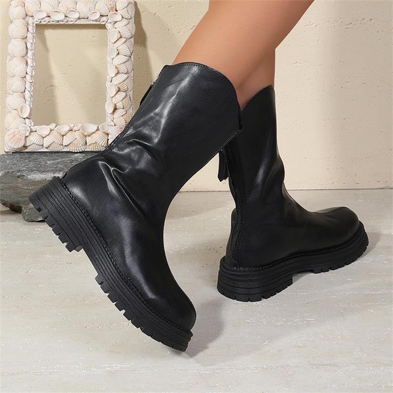 Retro Thick-soled Thick-heeled Martin Boots Winter New Ins Trendy Short Boots British Wind Locomotive Single Boots