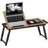 Bed Table, Height-Adjustable Laptop Table with Drawer, Foldable, for Sofa Working In Bed, Oak