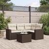 Vidaxl 5-Cz. Garden Furniture Set With Cushions, Brown, Poly Rattan