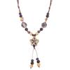 Long fringed ceramic flower necklace, retro high-end ethnic style beaded sweater chain