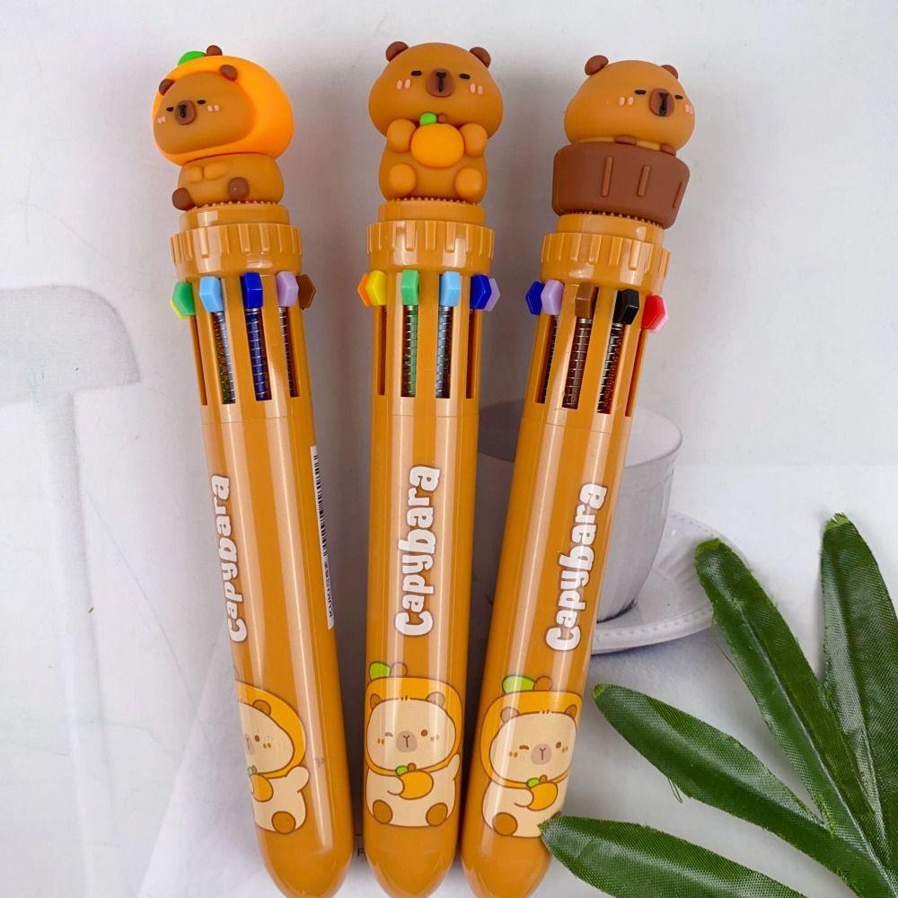

Kawaii Cartoon Writing Pens Funny Colored Marker Ten Color Ballpoint Pen School Office Supply Randomly 3Pcs
