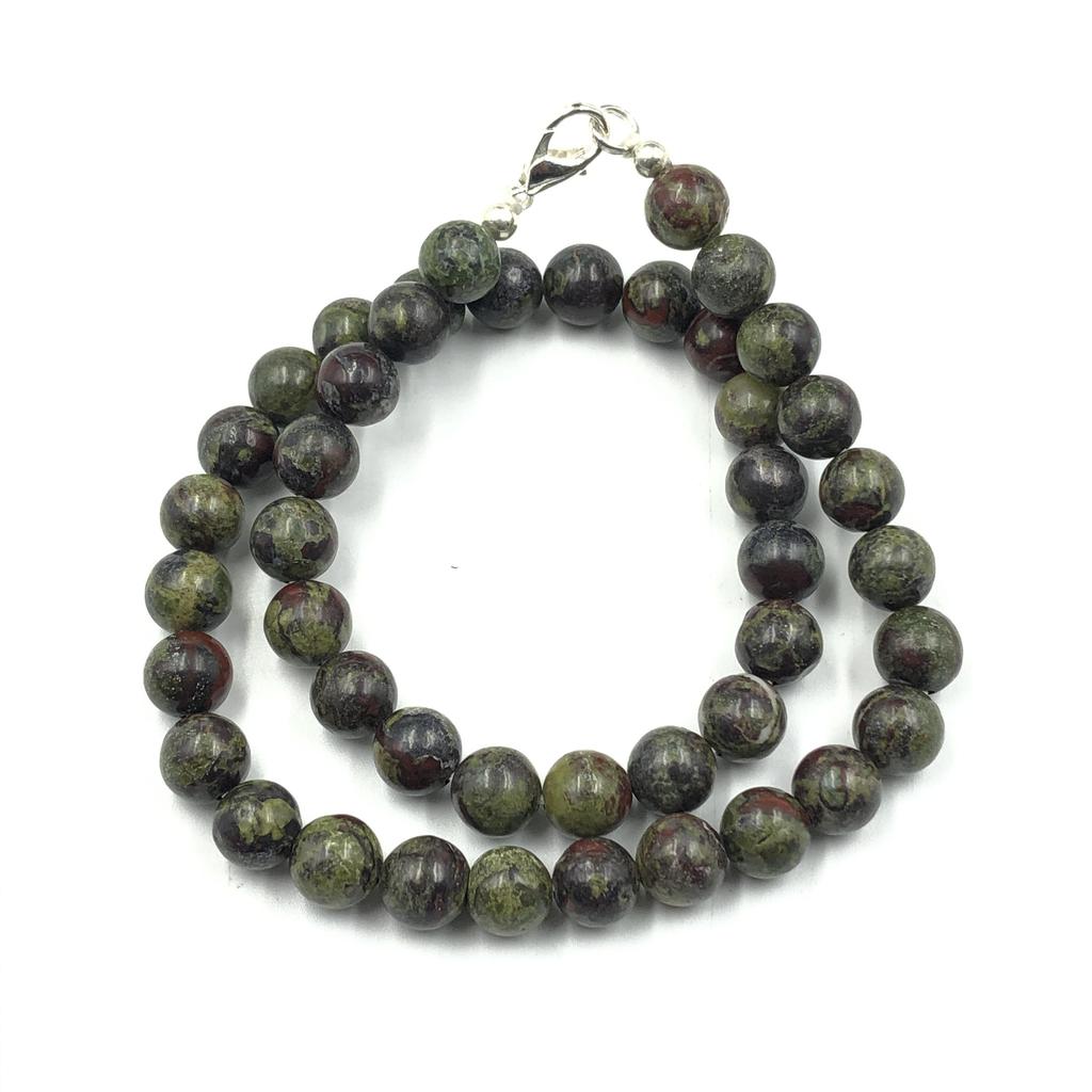 8mm Natural Dragon Bloodstone Gemstone Round Beads Jewelry Handmade Elegant Necklace 17-20" For Women 8BN-50
